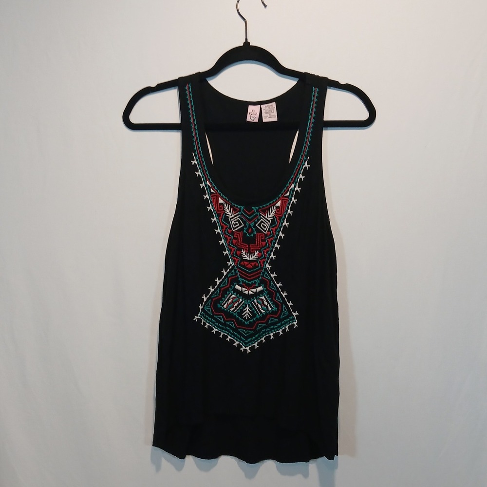 Love on a Hanger sz S embroidered tank boho hippie goth indie sleaze 2010s y2k